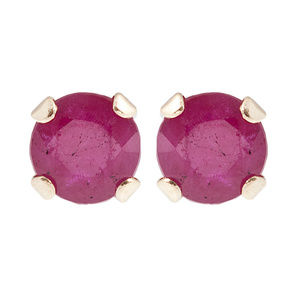10K Gold Stud Earrings with 3mm Genuine Ruby